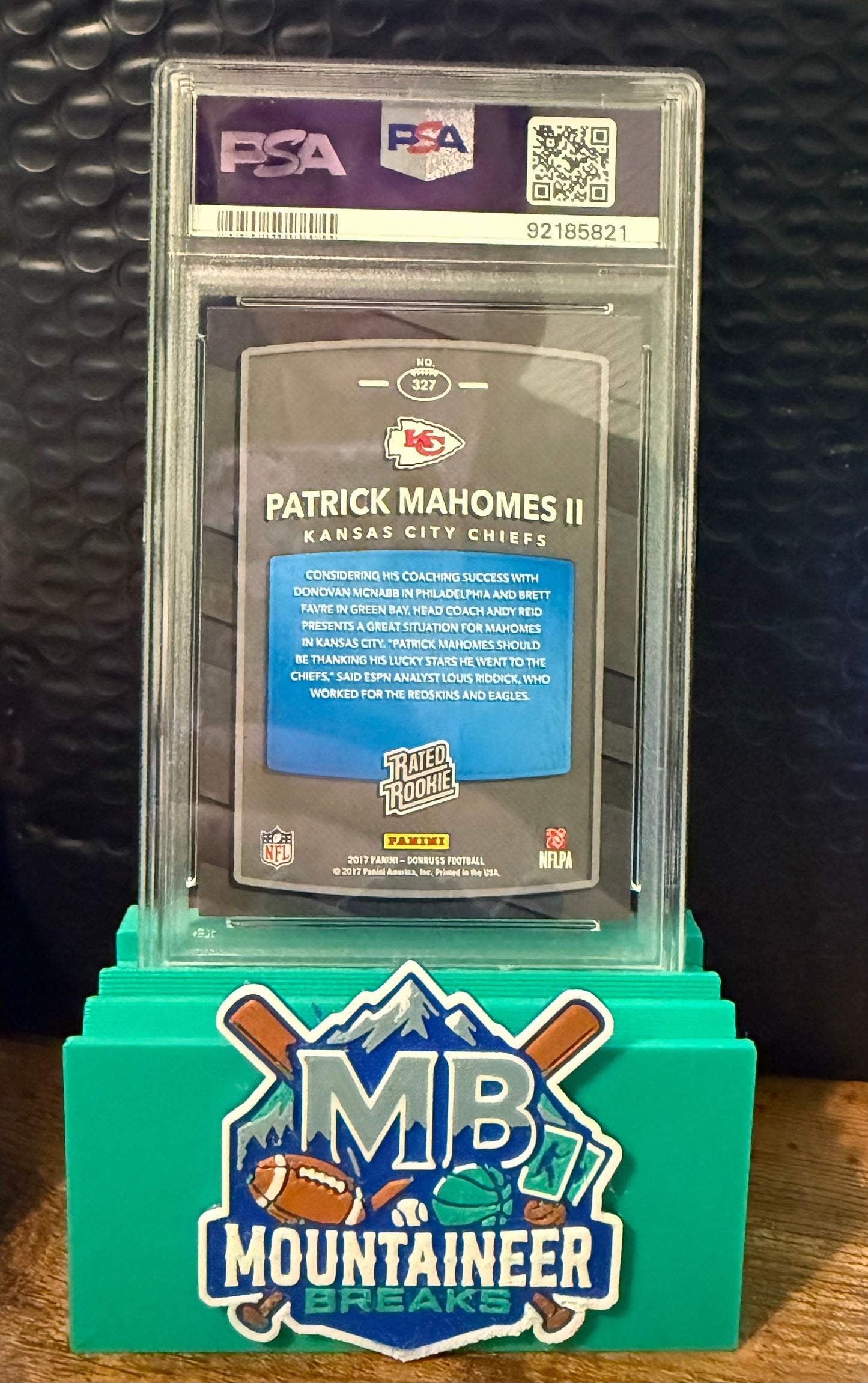 2017 PANINI DONRUSS PATRICK MAHOMES II PSA 9